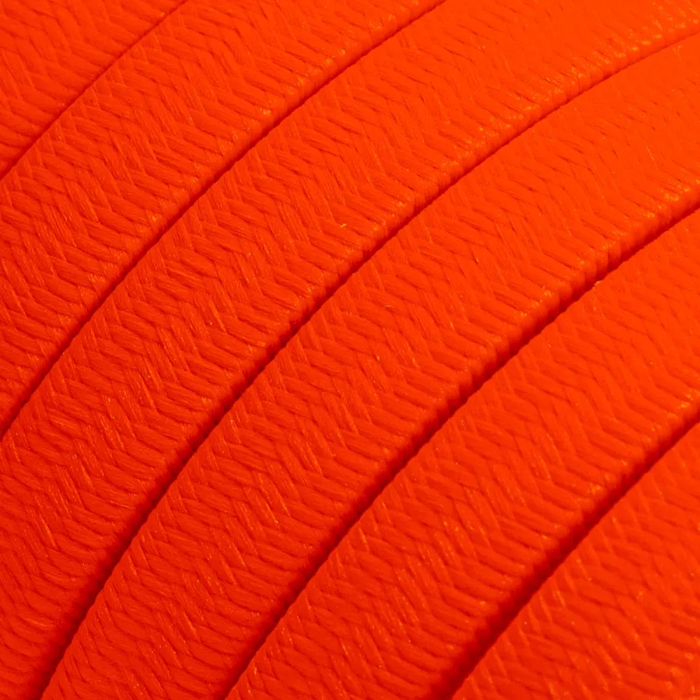 Câble électrique pour guirlande lumineuse gainé de tissu Orange Fluo CF15