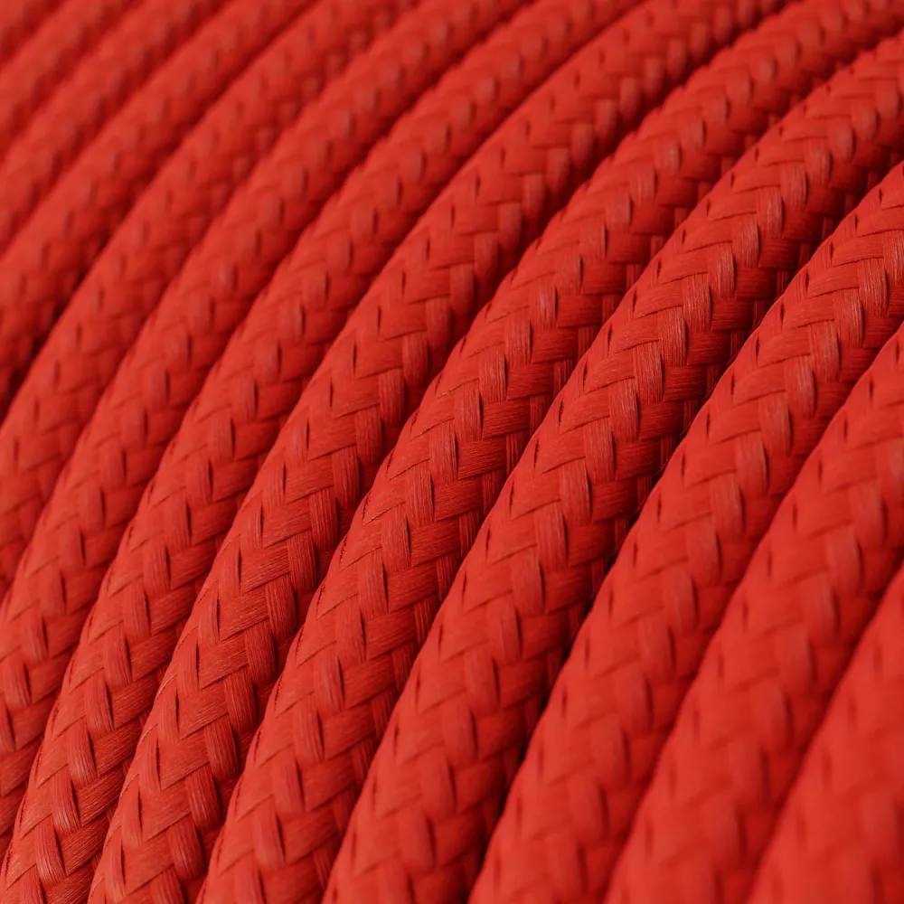 Câble électrique rond résistant UV avec revêtement tissu rouge SM09 pour l’extérieur - Compatible Eiva Outdoor