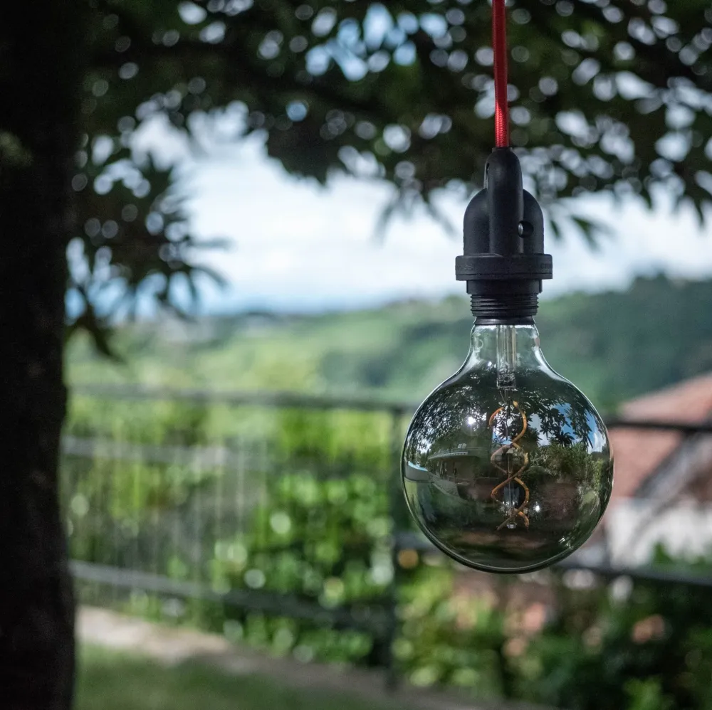 Câble électrique rond résistant UV avec revêtement tissu rouge SM09 pour l’extérieur - Compatible Eiva Outdoor
