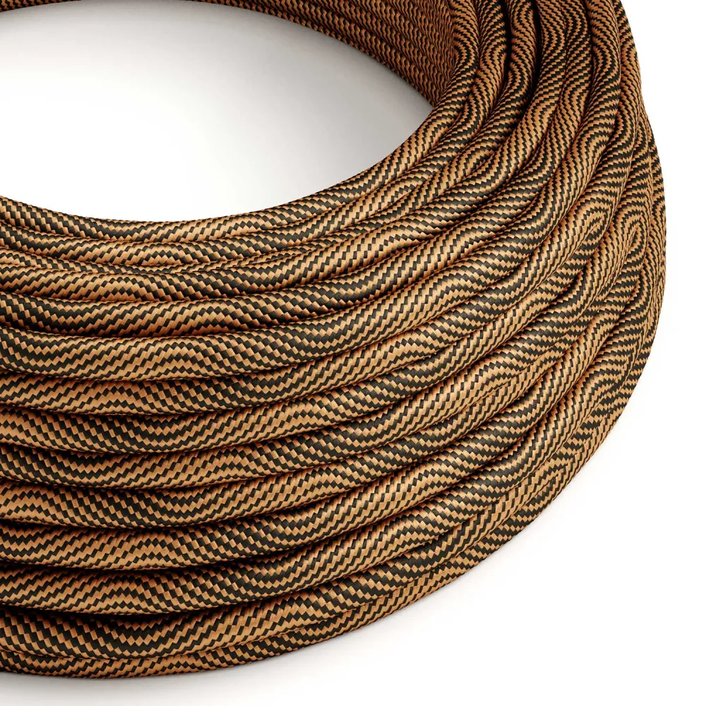 Câble électrique rond Vertigo HD recouvert de tissu Optic Black and Copper ERM66