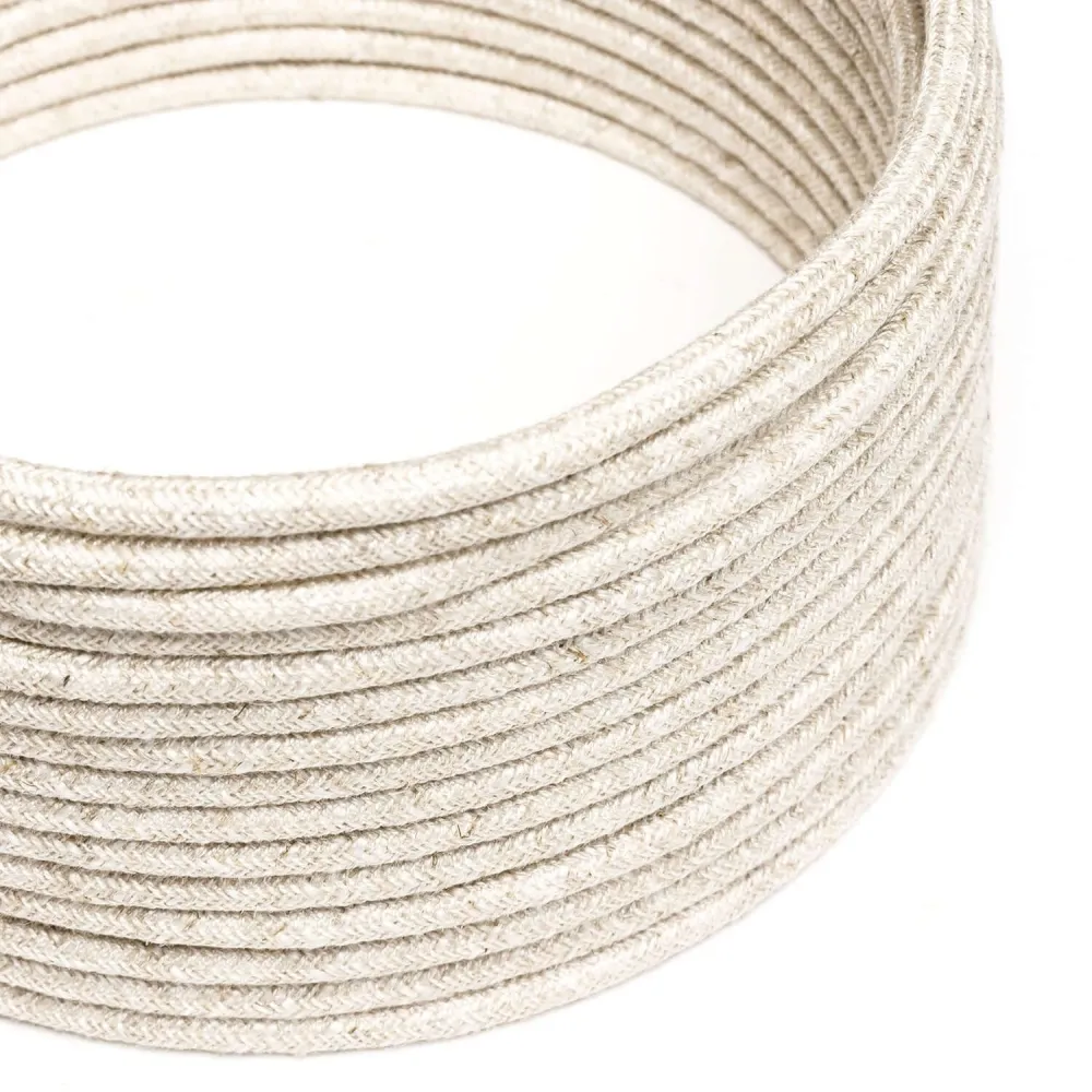 Câble électrique Ultra Soft en silicone recouvert de lin Blanc Mélange - RN01 rond 2x0,75 mm