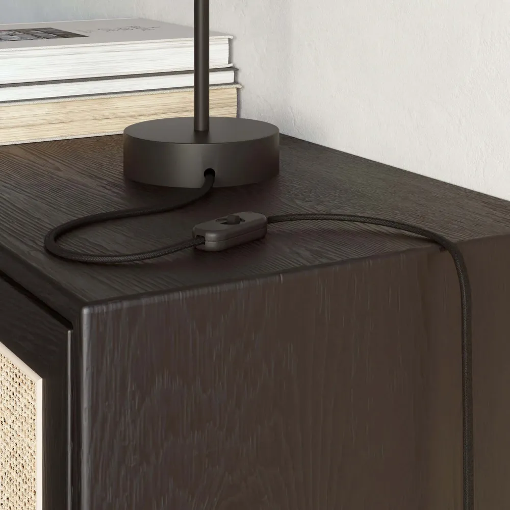 Câble textile plat Noir Carbone brillant - PM04