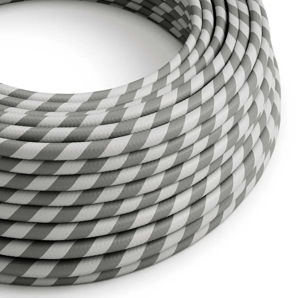 Câble Vertigo HD rond recouvert de tissu gris et argent ERM55