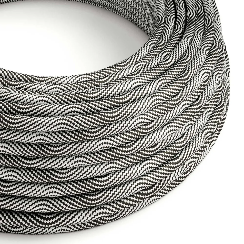 Câble Vertigo HD rond recouvert de tissu Noir Optique et Argent ERM64