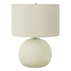 ÉCLAIRAGE - LAMPE DE TABLE 18"H CÉRAMIQUE CRÈME / ABAT-JOUR IVOIRE