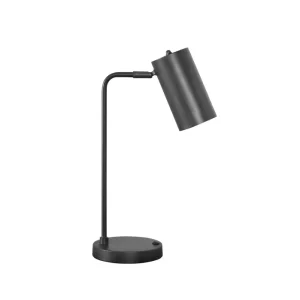 ÉCLAIRAGE - LAMPE DE TABLE 18"H MÉTAL GRIS / ABAT-JOUR GRIS / USB