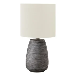 ÉCLAIRAGE - LAMPE DE TABLE 19"H CÉRAMIQUE GRIS / ABAT-JOUR IVOIRE