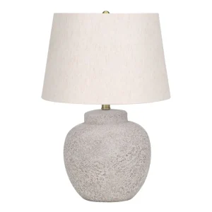 ÉCLAIRAGE - LAMPE DE TABLE 22"H BÉTON CRÈME / ABAT-JOUR IVOIRE