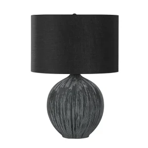 ÉCLAIRAGE - LAMPE DE TABLE 23"H CÉRAMIQUE NOIRE / ABAT-JOUR NOIR