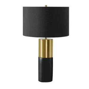 ÉCLAIRAGE - LAMPE DE TABLE 25"H BÉTON NOIR / ABAT-JOUR NOIR