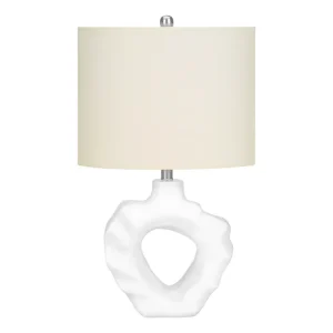ÉCLAIRAGE - LAMPE DE TABLE 25"H RÉSINE CRÈME / ABAT-JOUR IVOIRE