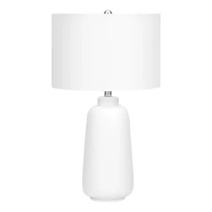 ÉCLAIRAGE - LAMPE DE TABLE 26"H CÉRAMIQUE CRÈME / ABAT-JOUR IVOIRE
