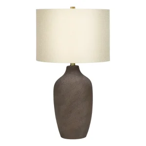 ÉCLAIRAGE - LAMPE DE TABLE 27"H CÉRAMIQUE GRIS / ABAT-JOUR BEIGE