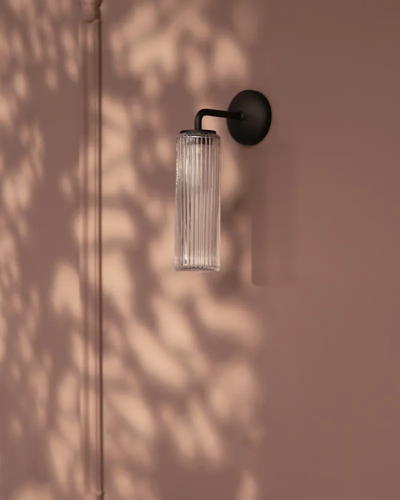 Claremont Petite Applique Murale Verre Cannelé - Bronze