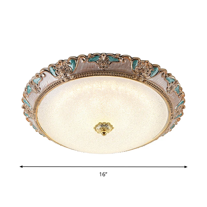14"/16"/19,5" W Farmhouse Dome Shade Lampe encastrée en verre givré LED Plafonnier encastré en or et marron, lumière chaud...