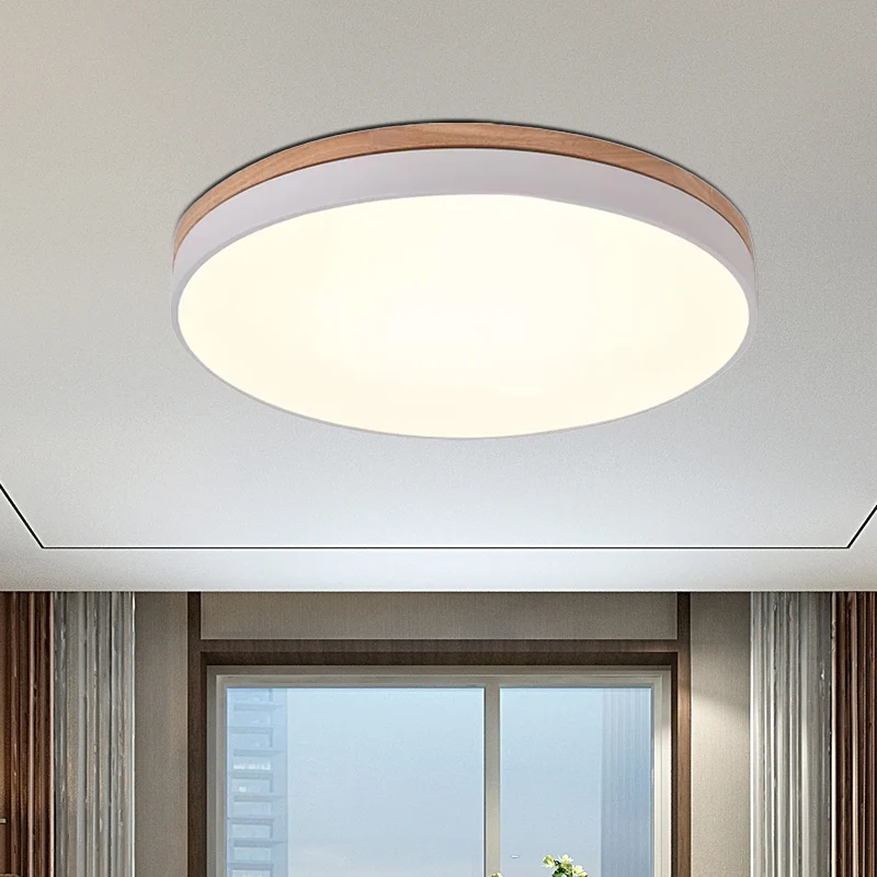 12 "/16.5"/20.5 "de large blanc rond encastré éclairage moderne simple lumière en bois LED plafonnier pour salon Clearhalo