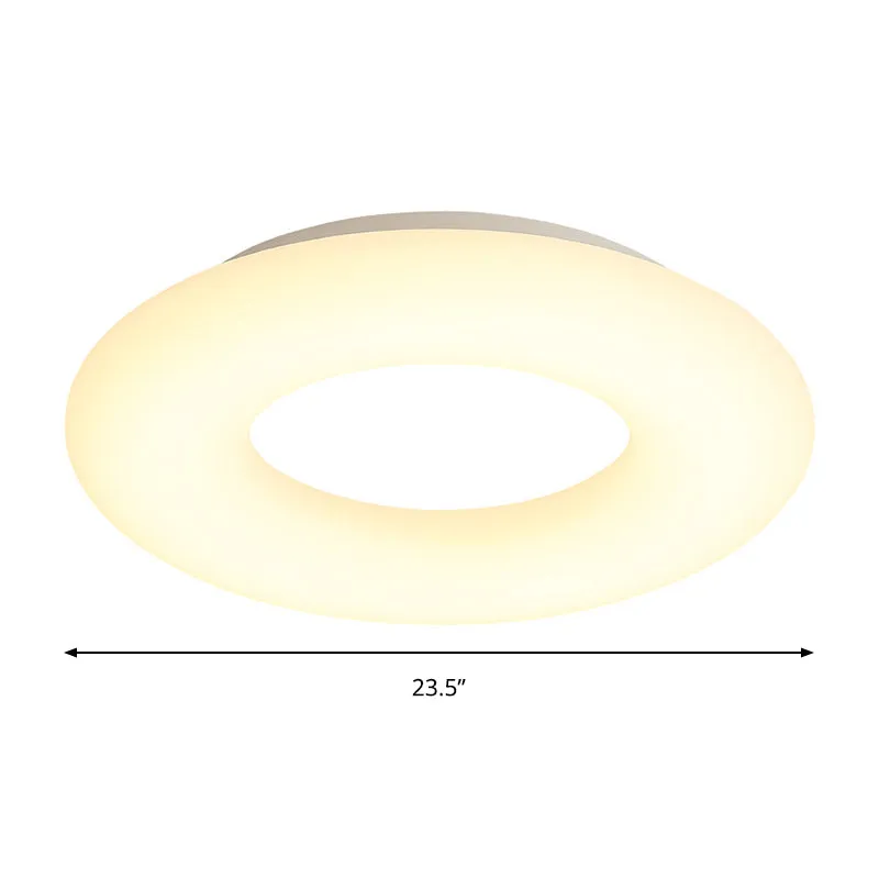 18"/23,5" de large Donut Acrylique Plafonnier Éclairage Moderne LED Près du Plafonnier en Blanc Clearhalo