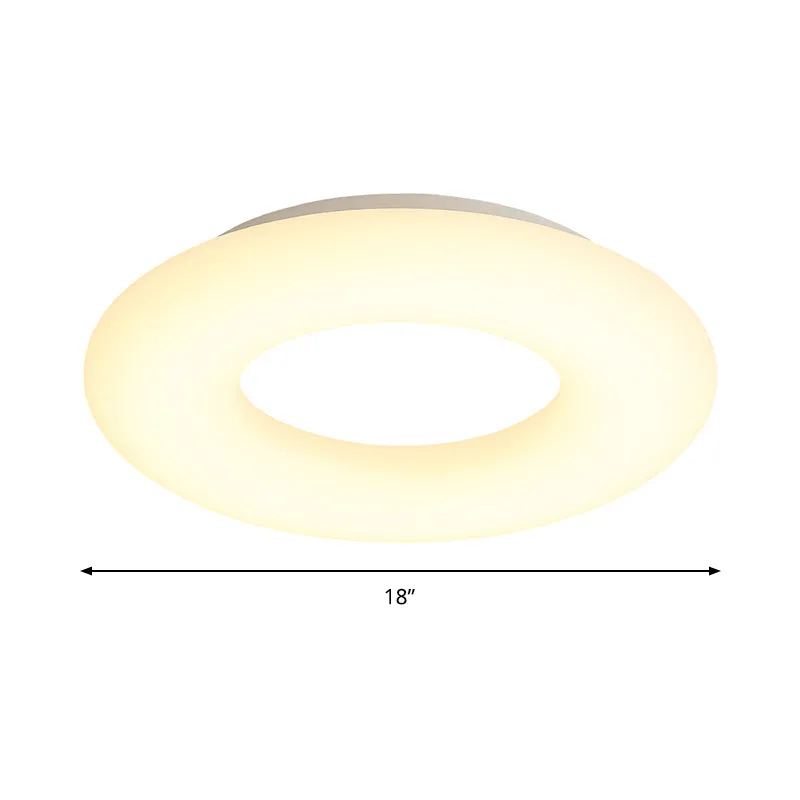 18"/23,5" de large Donut Acrylique Plafonnier Éclairage Moderne LED Près du Plafonnier en Blanc Clearhalo