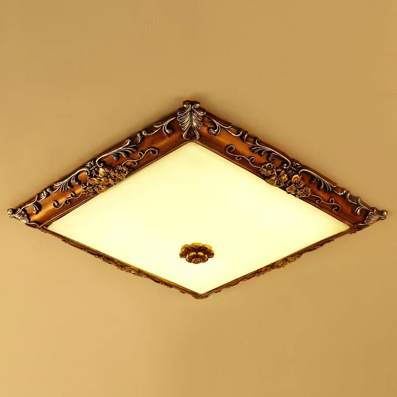 16 "/19.5" largeur LED cristal encastré lumière Rural brun carré en forme de salon luminaire Clearhalo