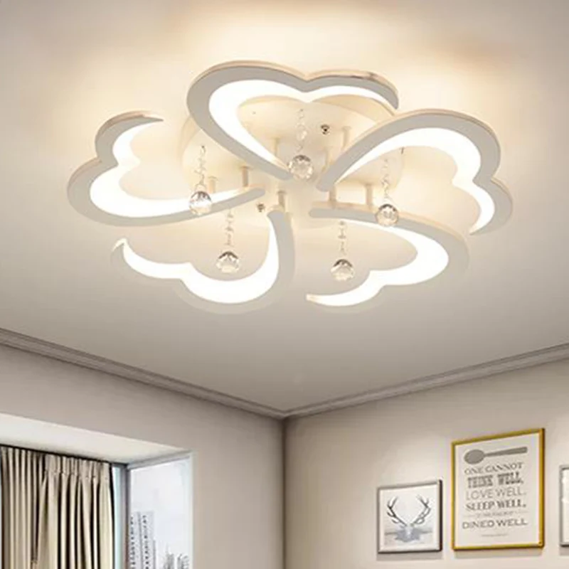 23"/43" W Coeur Salon Plafonnier Simple Acrylique 5/15 Lumières Blanc Plafonnier en Chaud/Blanc/3 Couleurs de Lumière Clea...