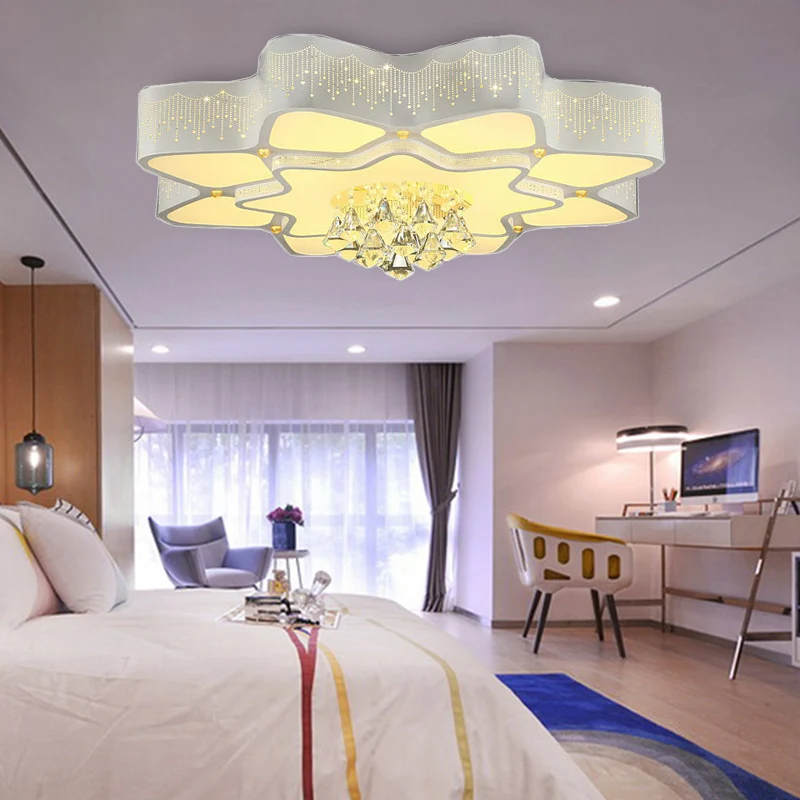 21 "/24,5"/31,5 "W fleur cristal encastré lampe moderne LED salon plafonnier en blanc Clearhalo
