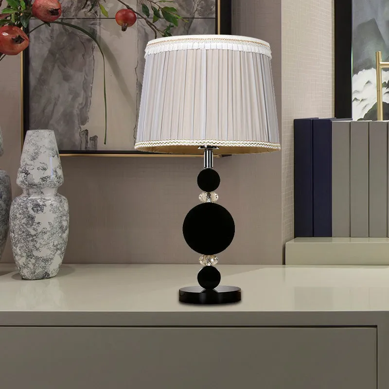 Abat-jour plissé pour chambre à coucher, lampe de table en cristal biseauté, 1 ampoule, éclairage de nuit minimaliste en n...