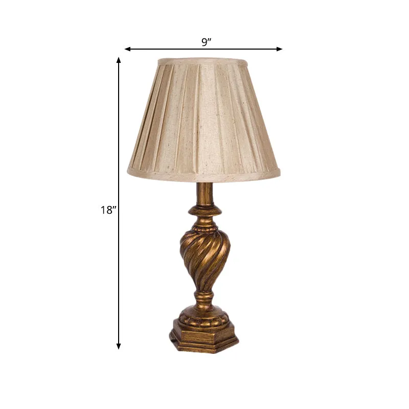 Abat-jour plissé en tissu, éclairage de nuit, lampe de chevet de chambre à coucher à 1 tête, beige avec base de police en...