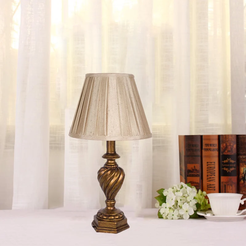 Abat-jour plissé en tissu, éclairage de nuit, lampe de chevet de chambre à coucher à 1 tête, beige avec base de police en...