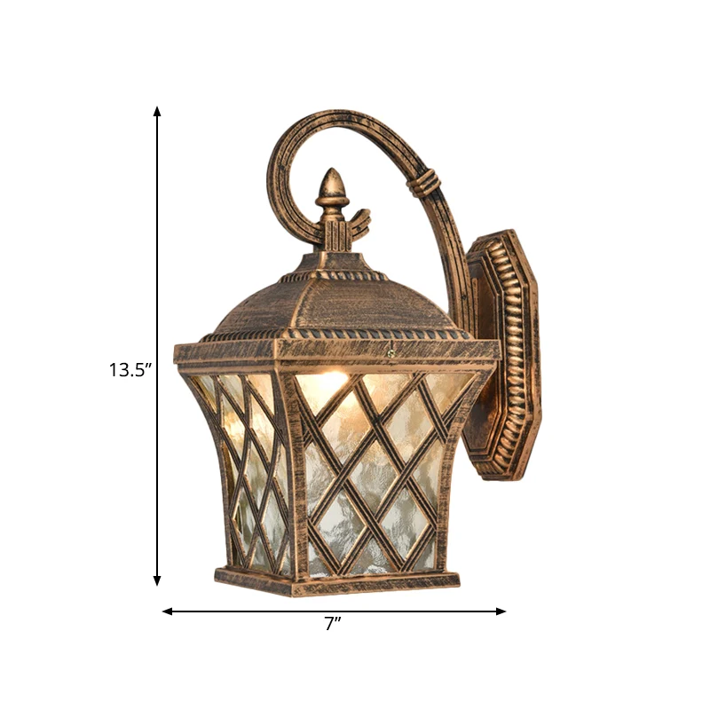 1 ampoule cage à oiseaux idées d'éclairage mural finition bronze rustique lampe murale en verre ondulé clair Clearhalo