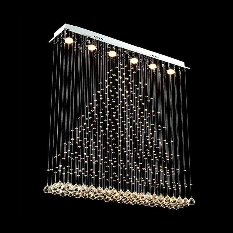 6 ampoules cristal drapé encastré moderne Chrome pyramide forme salon plafonnier Clearhalo