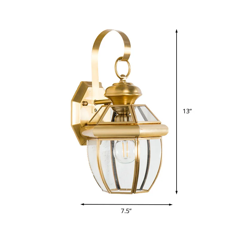 Applique en forme d'urne en métal, luminaire traditionnel traditionnel à 1 tête en laiton pour le salon Clearhalo
