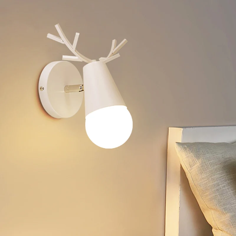 Applique de lecture de chevet en bois de cerf, 1 ampoule, luminaire minimaliste avec Joint pivotant Clearhalo