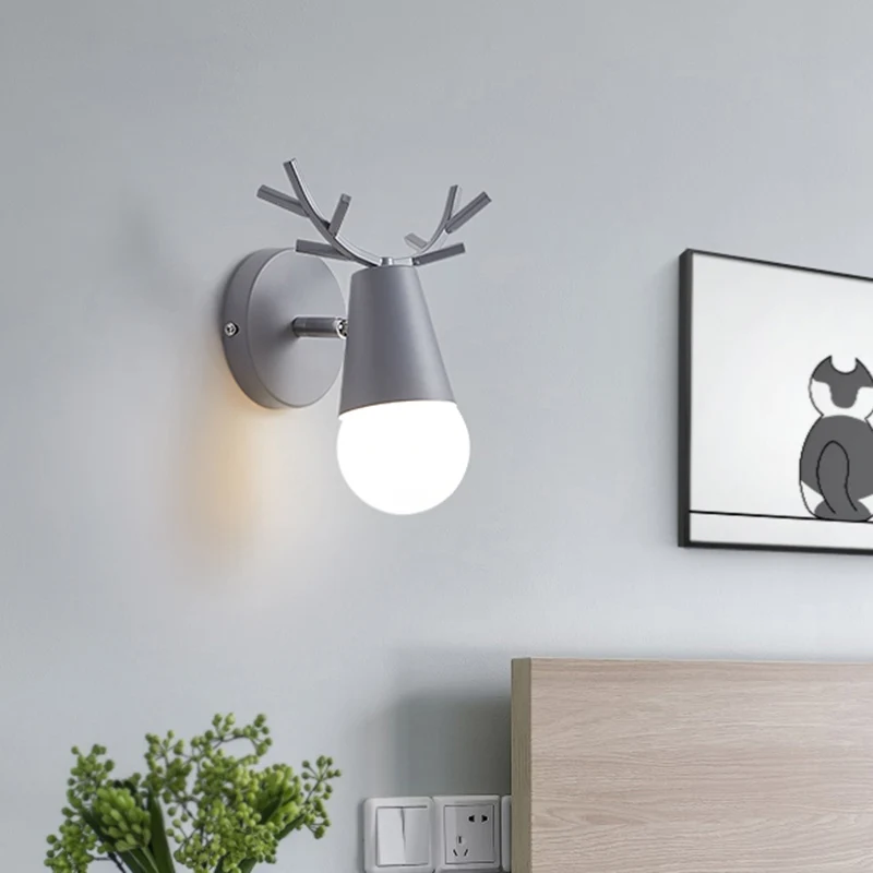 Applique de lecture de chevet en bois de cerf, 1 ampoule, luminaire minimaliste avec Joint pivotant Clearhalo