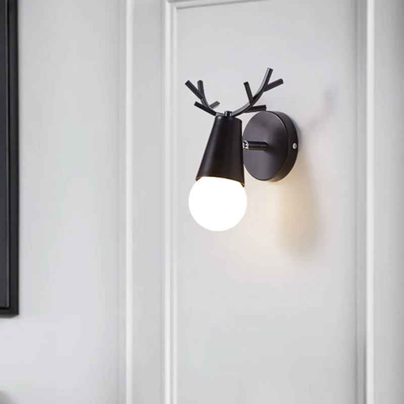 Applique de lecture de chevet en bois de cerf, 1 ampoule, luminaire minimaliste avec Joint pivotant Clearhalo
