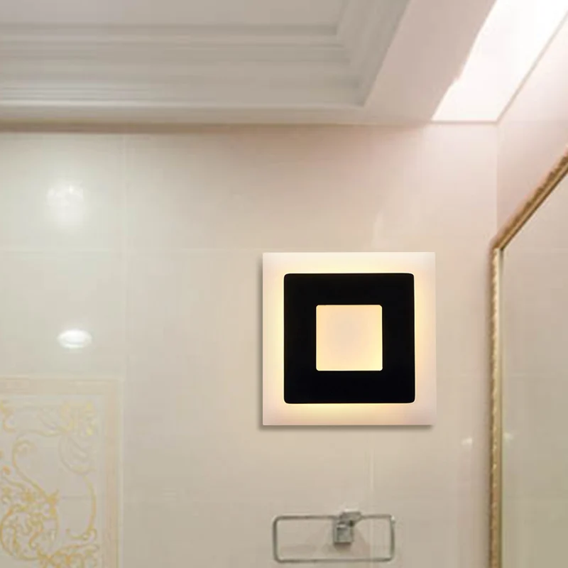Applique LED à cadre noir/blanc, lampe murale moderne en acrylique à 1 lumière, lumière chaude/blanche Clearhalo