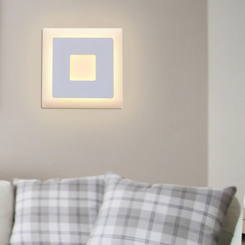 Applique LED à cadre noir/blanc, lampe murale moderne en acrylique à 1 lumière, lumière chaude/blanche Clearhalo