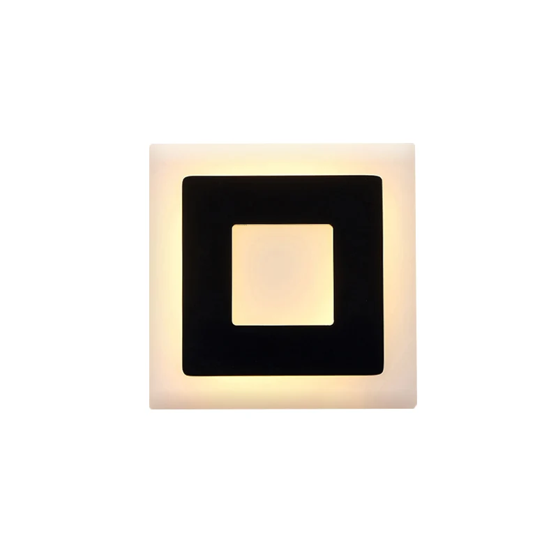 Applique LED à cadre noir/blanc, lampe murale moderne en acrylique à 1 lumière, lumière chaude/blanche Clearhalo
