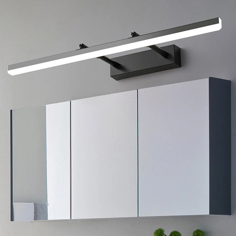 Applique linéaire minimaliste en métal pour salle de bain, lampe de vanité LED avec bras extensible Clearhalo