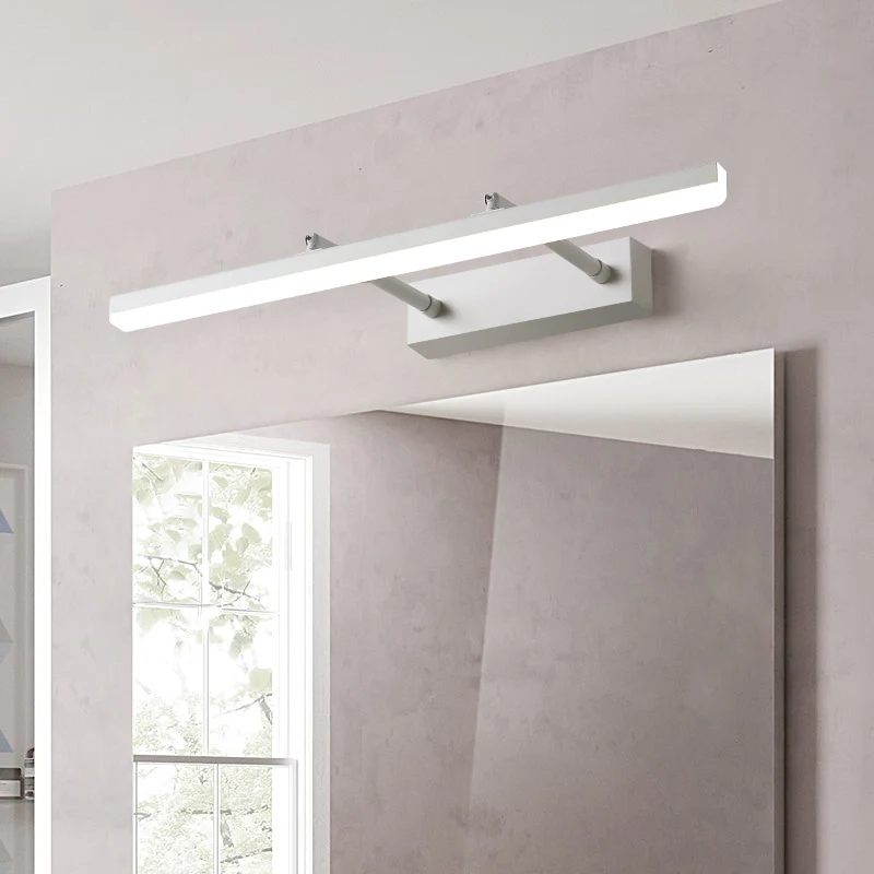 Applique linéaire minimaliste en métal pour salle de bain, lampe de vanité LED avec bras extensible Clearhalo