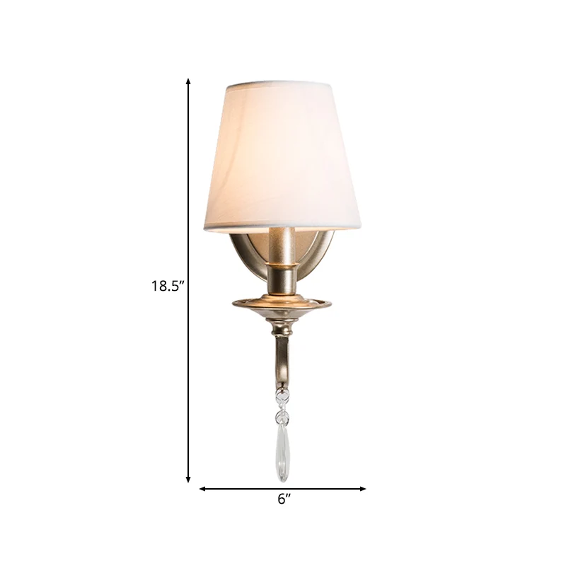 Applique murale conique pour chambre à coucher, métal rustique et tissu, applique 1/2 lumière dorée Clearhalo
