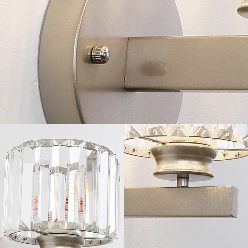 Applique murale contemporaine en forme de tambour en Nickel, 1 lumière, éclairage mural en cristal pour chambre à coucher...