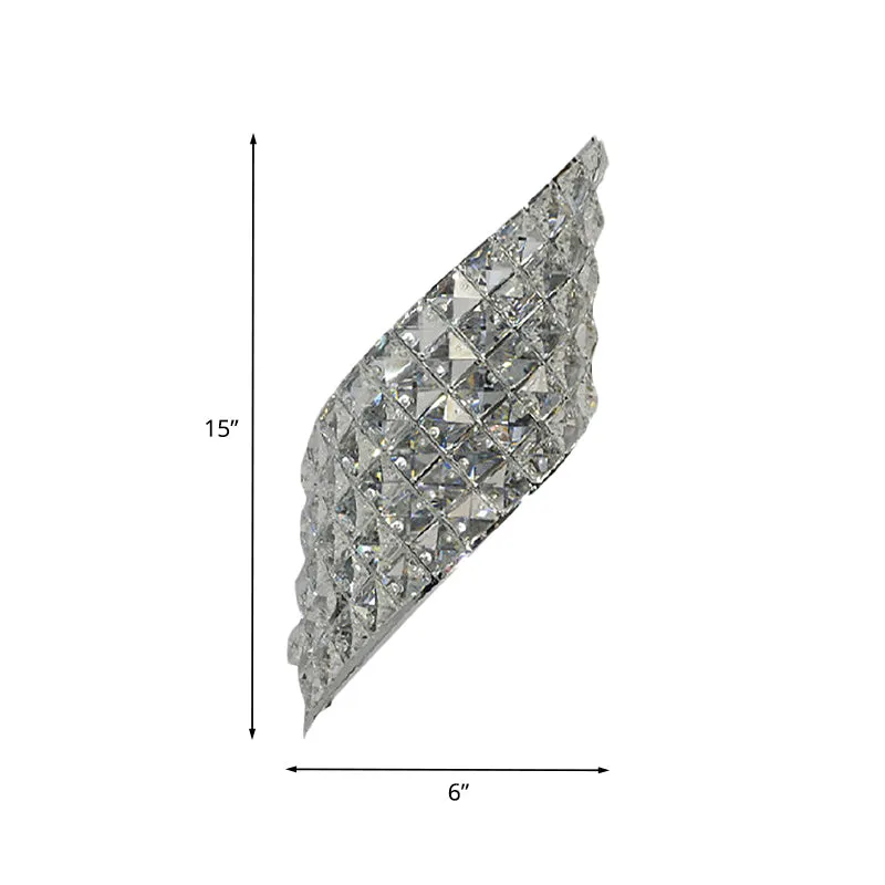 Applique murale d'angle minimaliste à 4 ampoules, feuille torsadée, cristal découpé clair Clearhalo