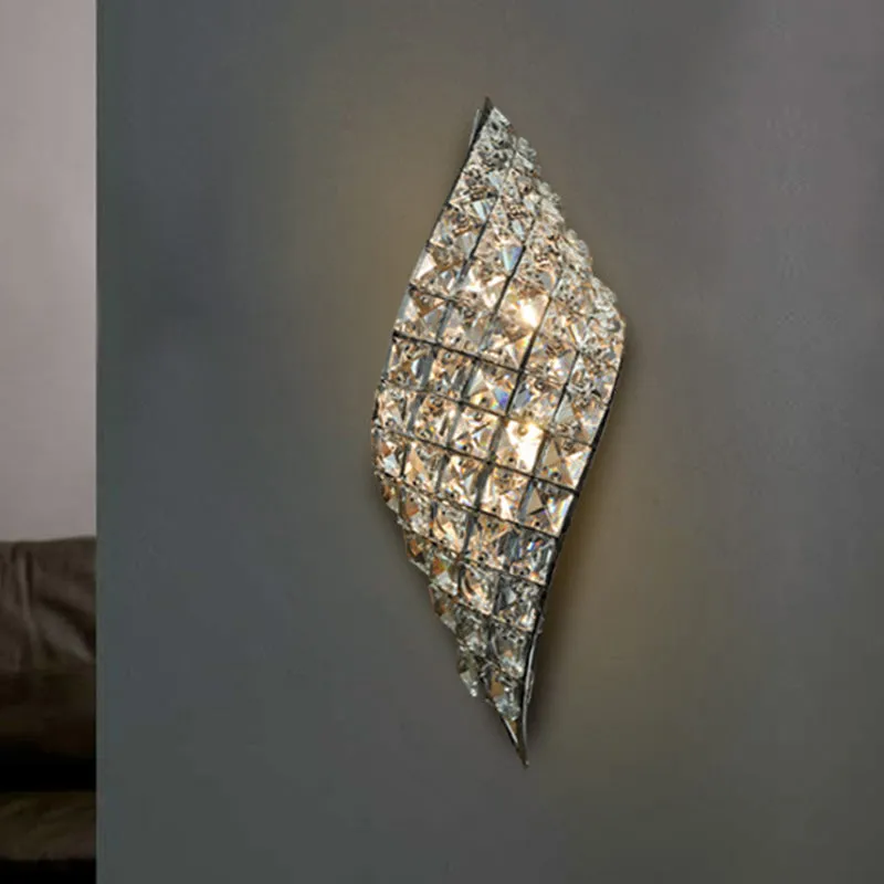 Applique murale d'angle minimaliste à 4 ampoules, feuille torsadée, cristal découpé clair Clearhalo