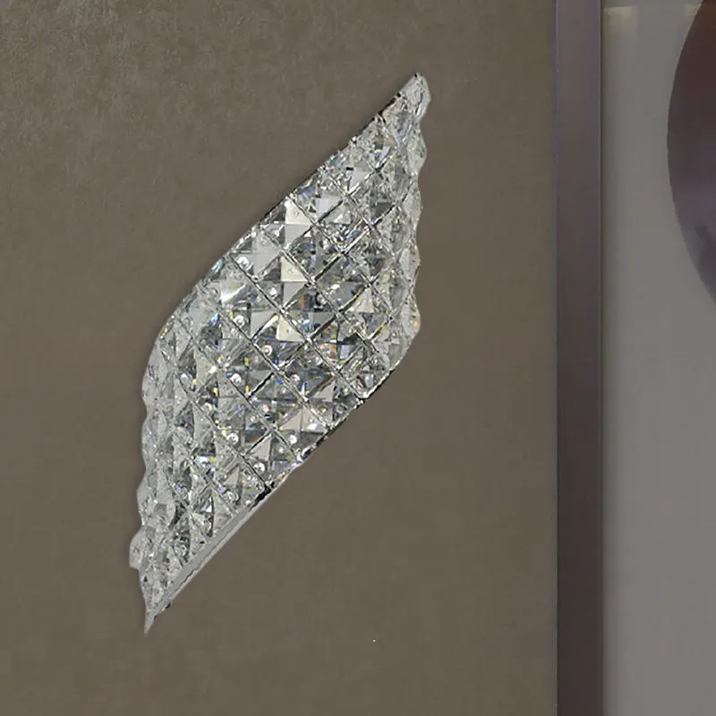 Applique murale d'angle minimaliste à 4 ampoules, feuille torsadée, cristal découpé clair Clearhalo