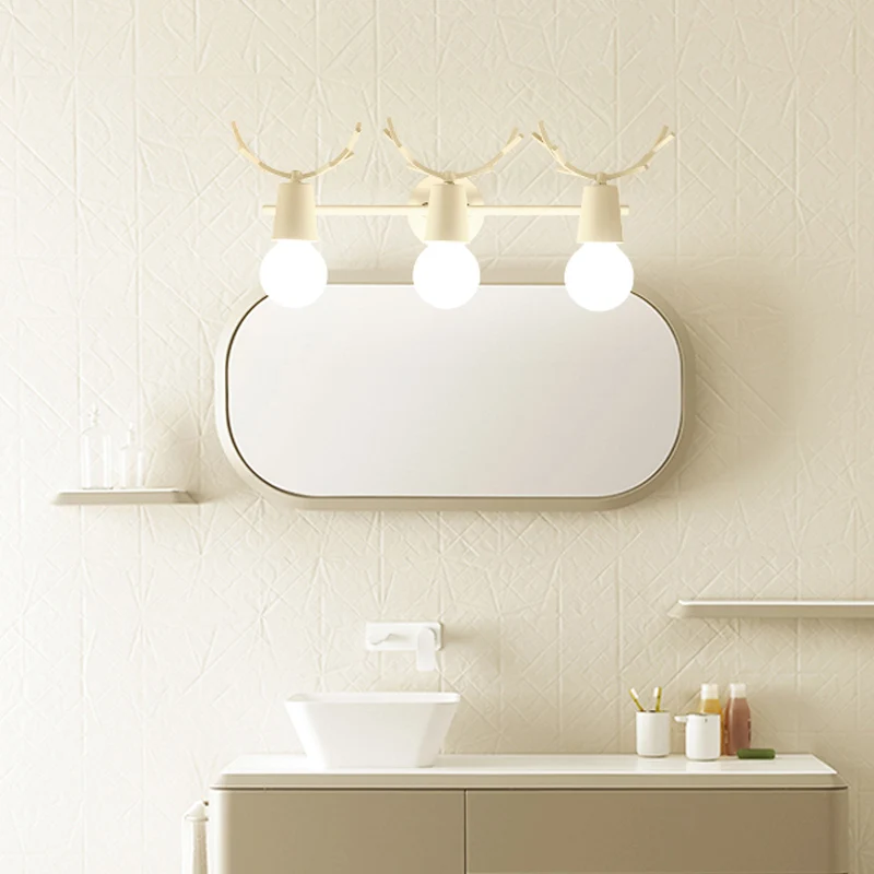 Applique murale d'escalier de foyer à ampoule ouverte avec bois de cerf en métal, lampe murale de Style moderne à 3 lumièr...