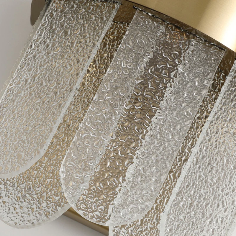 Applique murale dorée à 4 têtes pour chambre à coucher, éclairage mural de Style moderne avec verre martelé transparent de...