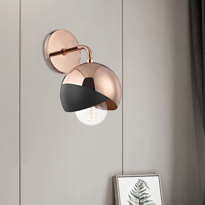 Applique murale à fond ouvert en forme de globe chromé/or/or rose, métal moderniste, 1 lumière, éclairage mural Clearhalo