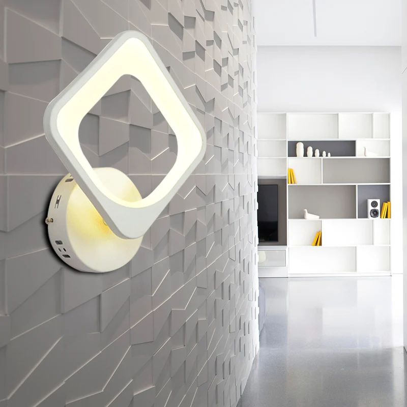 Applique murale en forme de carré, style simple, en acrylique, blanche, pour couloir d'escalier Clearhalo