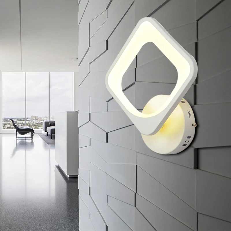 Applique murale en forme de carré, style simple, en acrylique, blanche, pour couloir d'escalier Clearhalo
