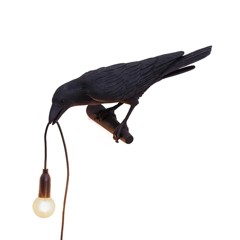 Applique murale en forme d'oiseau à 1 ampoule, Style campagnard, finition blanche/noire, applique murale en résine Clearhalo